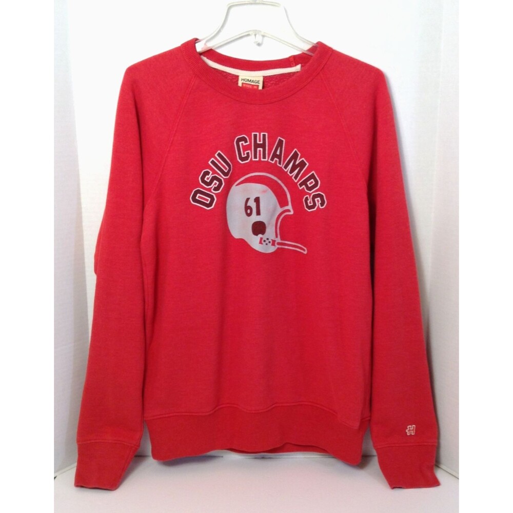 Vtg Ohio State Buckeyes Crewneck Sweatshirt Mn M Red Retro OSU Football Made USA